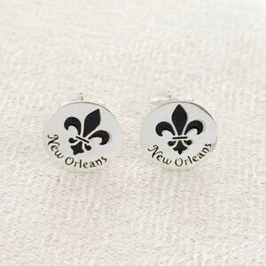 New Orleans Logo Earrings S925 Sterling Silver Stud Earrings Handmade